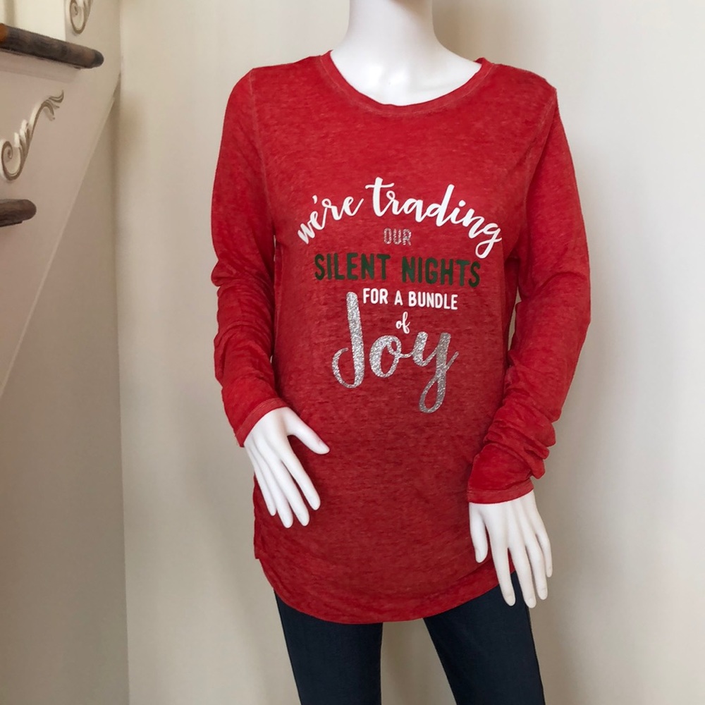 Motherhood Maternity LS Christmas Graphic T-Shirt